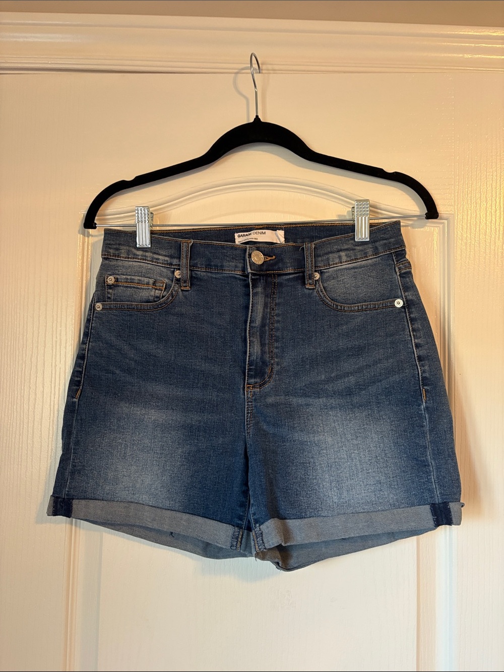 Garage Dark Blue Cuffed Denim Shorts - Women